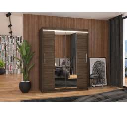 Posuvná skříň se zrcadlem a LED osvětlením INESS 150 Choco+Choco