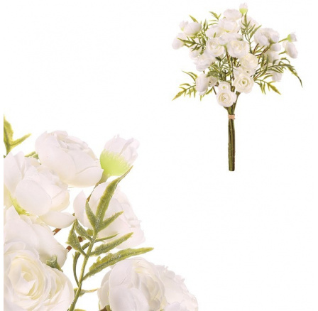 Ranunculus - umělá kytice, drobné květy, bílý