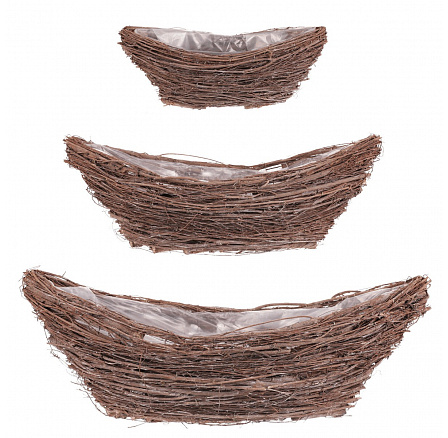 Obal proutěný - tvar loďka, přírodní, cena za sadu 3 ks