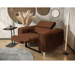 Křeslo ORION , relax přírodní kůže - Hnědá kůže