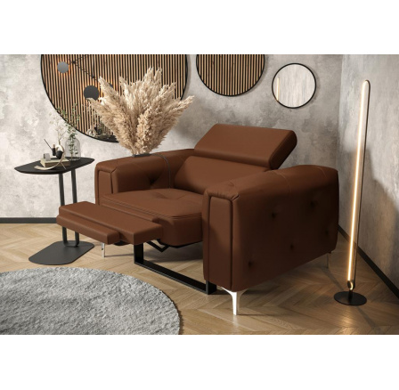 Křeslo ORION , relax přírodní kůže - Hnědá kůže