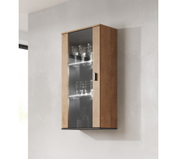 Závěsná vitrína SOHO S2, Dub Lefkas/Černý lesk