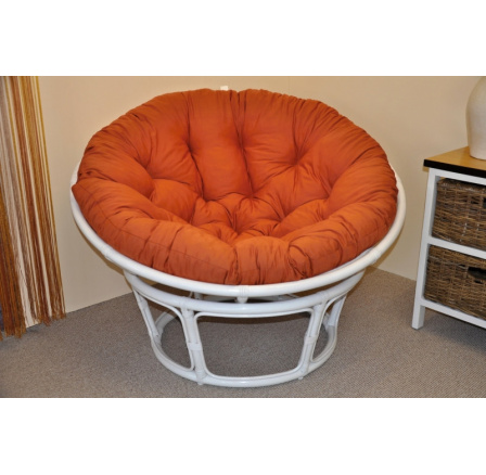 Ratanový papasan 110 cm bílý, polstr pískový