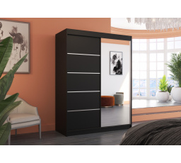 Posuvná skříň se zrcadlem LIMBO 150 Černá+Černá