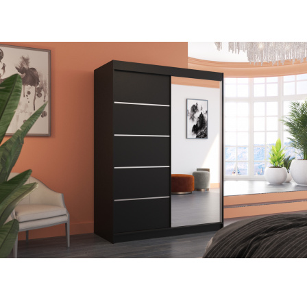 Posuvná skříň se zrcadlem LIMBO 150 Černá+Černá