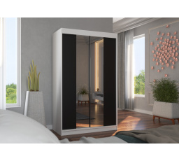 Posuvná skříň se zrcadlem MARVIN 120 Bílá+Černá