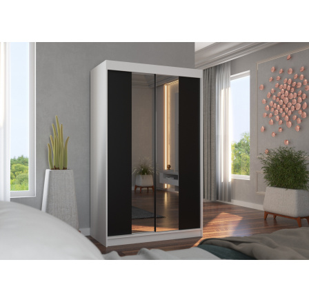 Posuvná skříň se zrcadlem MARVIN 120 Bílá+Černá