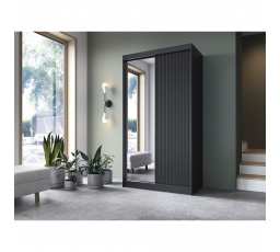 Posuvná skříň PRESCCO II, s zrcadlem Černá 220