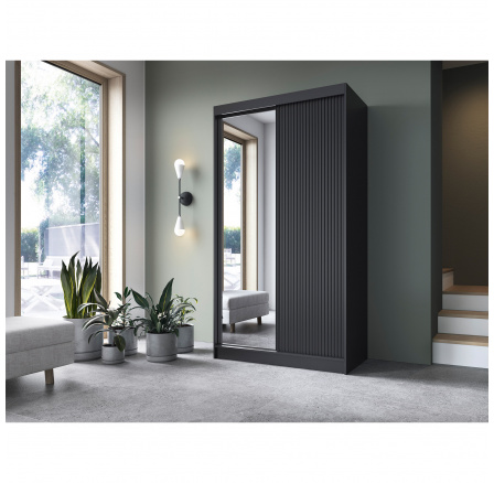 Posuvná skříň PRESCCO II, s zrcadlem Černá 220