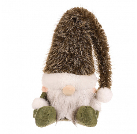 Skřítek - látková figurka, sedící, bílo-zelená Skřítek - látková figurka, sedící, bílo-zelená