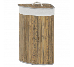 Koš prádelní - bambusový, rohový s víkem, tmavě šedý
