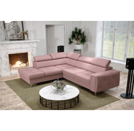 Rohová sedací souprava ORION II s funkcí spaní 225x255 cm - růžová, levá