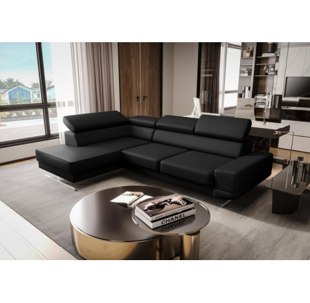 Rohová Kožená sedací souprava MILANO I - černá , levá