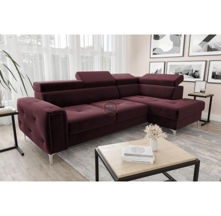 Rohová sedací souprava s funkcí spaní ORION 165x255 - Odtíny bordové, pravá