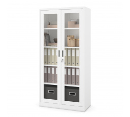 Kovová skříň s proskenými dveřmi AMELIA, 900 x 1850 x 400 mm, bílá