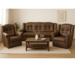 Sedací souprava Agata 3f+1+1 tmavě hnědá