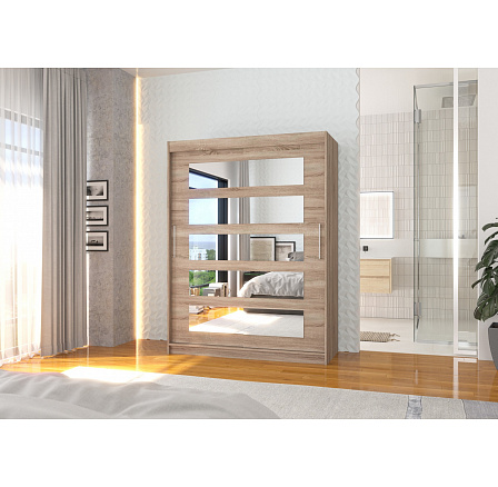 Posuvná skříň se zrcadlem MURANI 150 Truffle+Truffle