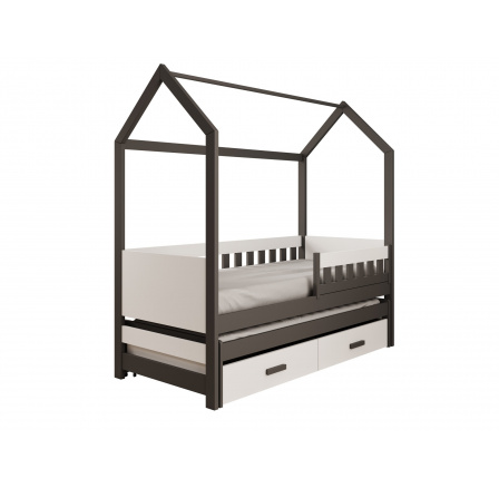 Postel Domek Jaspis s matrací Grafit+Bílá