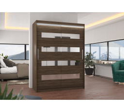 Posuvná skříň se zrcadlem a LED osvětlením BALTIC 150 Choco+Choco