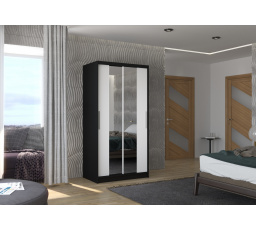 Posuvná skříň se zrcadlem DRAGONIS 100 Černá+Bílá