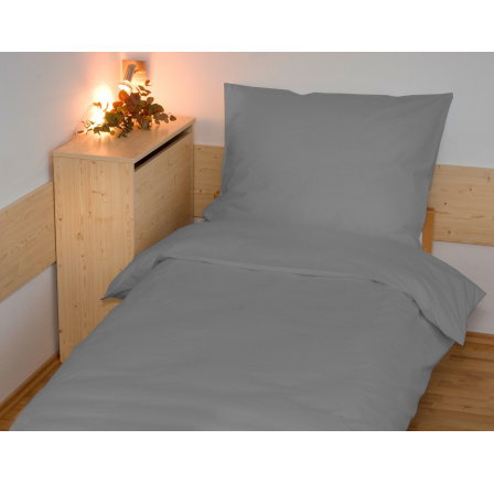 Prodloužené povlečení bavlna UNI 140x220, 70x90cm  tm.šedé nitěný knoflík