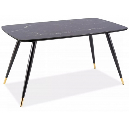 Jídelní stůl CYRIL I, efekt kamene/černá/zlatá
