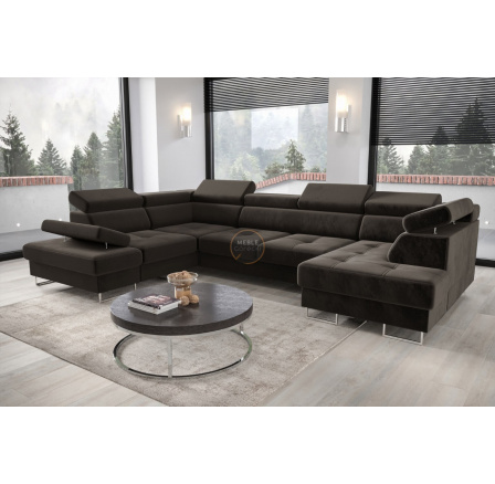 Rohová sedací souprava GALAXY MAX II s funkcí spaní 210x350x165 - šedá , levá