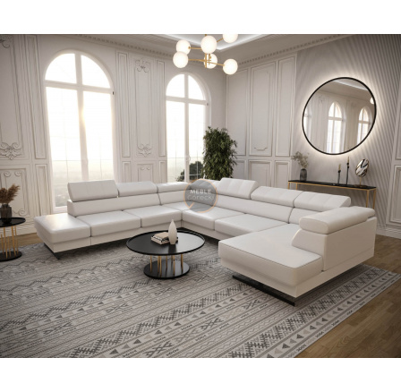 Rohová sedací souprava EMPORIO MAX II 300X350X180 - levá, Eko kůže bílá