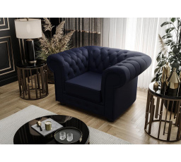 Křeslo MANCHESTER přírodní kůže - Modrá kůže