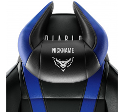 Polštář opěrka hlavy  X-Horn s personalizovanou výšivkou, černo-modrá