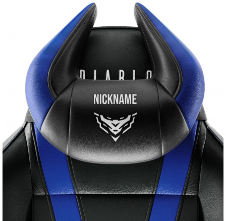 Polštář opěrka hlavy  X-Horn s personalizovanou výšivkou, černo-modrá