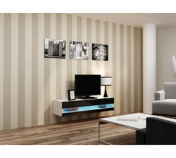 TV komoda VIGO NEW 140, bílá / černý lesk