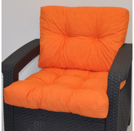 Polstr na křeslo z umělého ratanu - látka oranžový melír