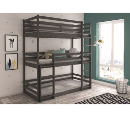 Třílůžková patrová postel s matracemi TEDRO 180x80 Graphite