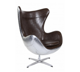 Křeslo Vejce hliník hnědá PU