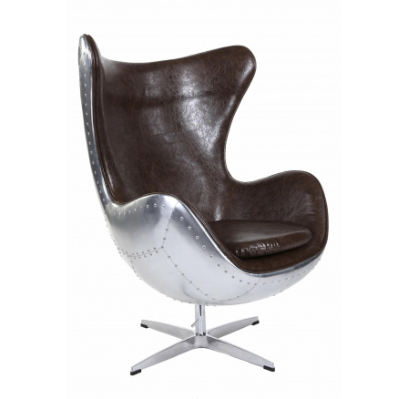 Křeslo Vejce hliník hnědá PU