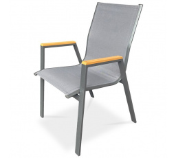 Zahradní židle, kov, síťovina, šedá, AZC-S1050 GREY