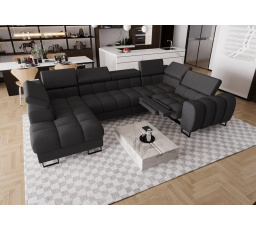 Rohová sedací souprava ASPEN MAX II , relax 198x350x170 cm - černá , pravá