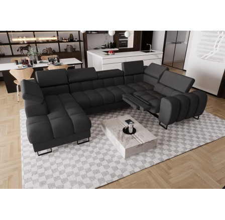 Rohová sedací souprava ASPEN MAX II , relax 198x350x170 cm - černá , pravá