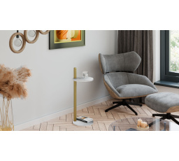 Pomocný stolek Claro kulatý průměr 30 cm - různé barvy na výběr - Světlý Beton, Zlatý