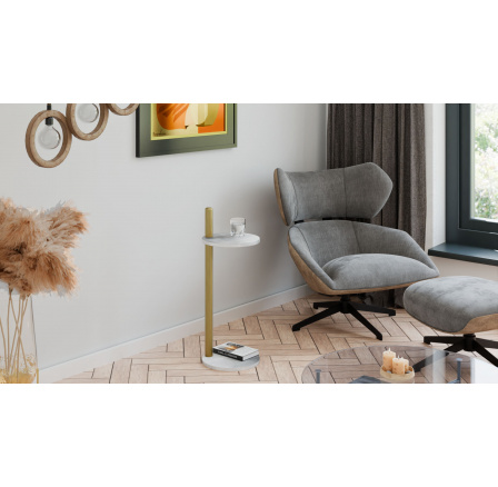 Pomocný stolek Claro kulatý průměr 30 cm - různé barvy na výběr - Světlý Beton, Zlatý