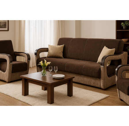 Sedací souprava Vanya 3f+1+1 Vogue 6/3 hnědo béžová se dřevem