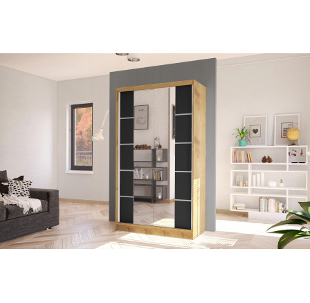 Skříň Diem V 100 - dub artisan/černá