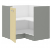 Rohová kuchyňská skříňka KARPO 89x89 DN 1F BB, Krémový lesk/Šedá