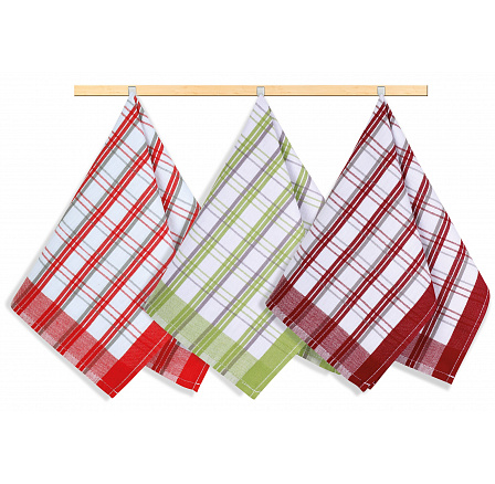 Kuchyňská utěrka 50x70cm oranžová,červená, zelená kostka