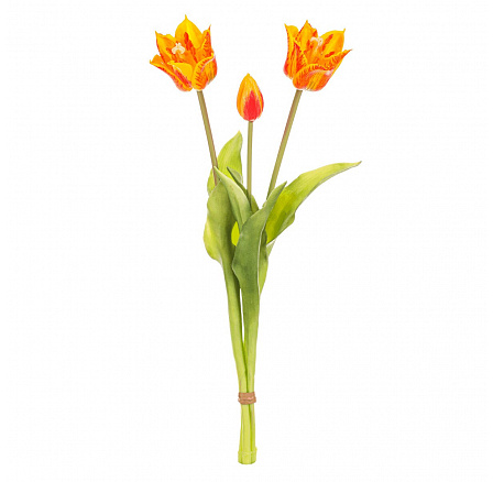 Tulipán - umělý řezaný, žluto-oranžový, cena za svazek 3 ks