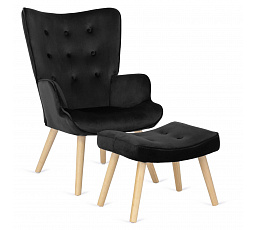 Křeslo Relaxační LOZANO s Podnožkou Černý Sametový