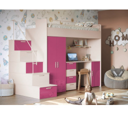 Patrová postel PARADISE 4S Kašmír Růžová Lesk