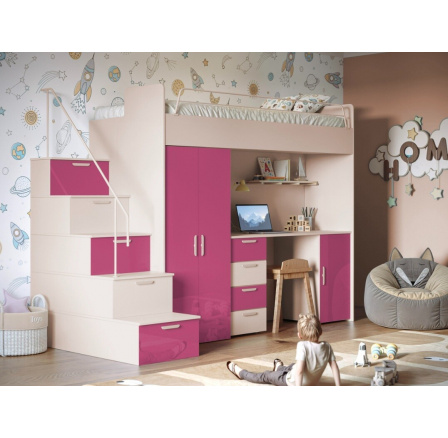 Patrová postel PARADISE 4S Kašmír Růžová Lesk Patrová postel PARADISE 4S Kašmír Růžová Lesk