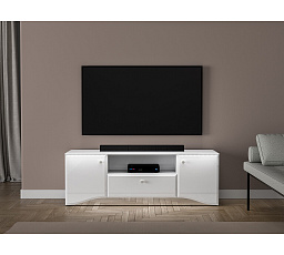 TV komoda GLAMOUR 03, bílá / bílý lesk